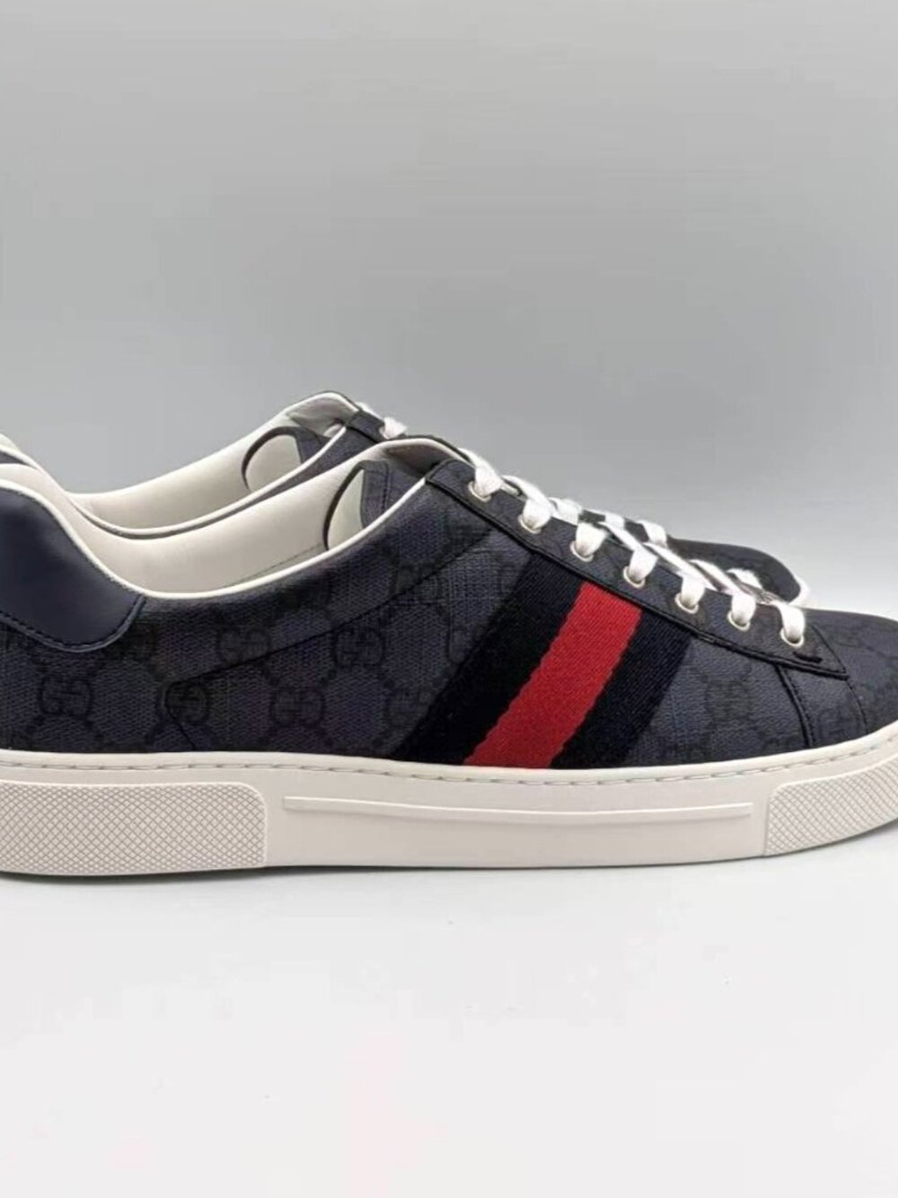 Gucci Men’s Ace GG Supreme Monogram Web Sneakers Dark Blue UK9.5 760775 - Picture 5 of 14